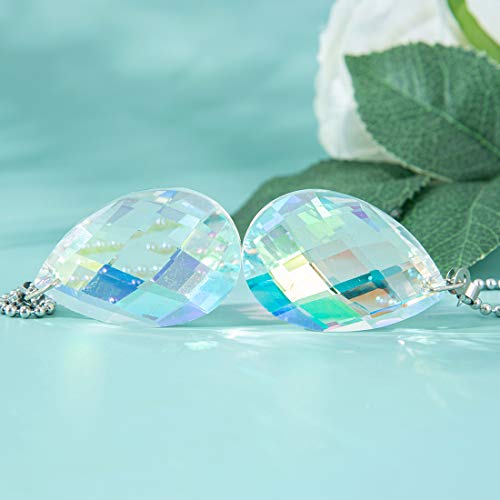 Image of 2 PCS Crystal AB Coating Ceiling Fan Pulls Chain Extender Prisms Drop Gifts