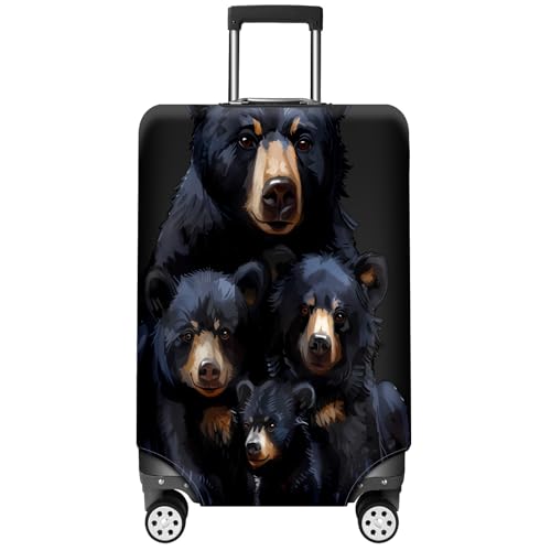 Travel Luggage Cover Suitcase Protector Scratch-Resistant Fit Not Included Suitcase Bear Family XL-30-32in