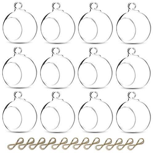 Sziqiqi 3.15inch Glass Globes Glass Bulbs Hanging Tea Light Holder Glass Terrarium Container Wedding Centerpiece Backyard Decoration Christmas Ornaments 10pcs+2 Extra