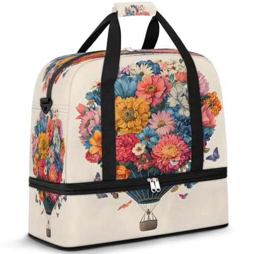 Travel Duffel Bags Flower Steam Ball Foldable Weekender Bags for Women with Shoes Compartment Waterproof & Tear Resistant Carry on Overnight Luggage Duffel Bag Shoulder Sports Tote Bag,A-964