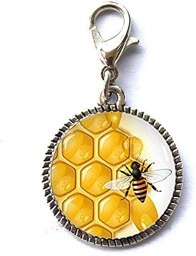 Bijoux en nid d'abeille en nid d'abeille, bijoux en nid d'abeille, cadeau d'apiculteur, cadeau pour ami, bracelet, pendentif, fermeture éclair, breloque avec fermoir mousqueton, bijoux photo, Verre