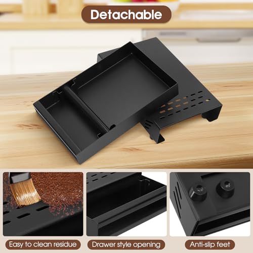 Foto von Wakects Kaffee-Klopf-Box-Behälter, Edelstahl-Gummi-Kaffeemehl-Klopf-Box-Rest-Pulver-Eimer-Schublade Verdickter Espresso-Satz-Behälter für Home Cafe Shop 7,1 X 11 X 2 Zoll(Schwarz)