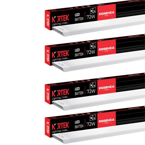 Image of Nortek Essenza 72 WATT 4CCT LED Tubelight / 4 feet LED Batten - 3 in 1 Colour (Warm, Natural, Cool Day Light) Bright Light for Living Room & Bedroom, Shops, Showrooms - Pack of 4