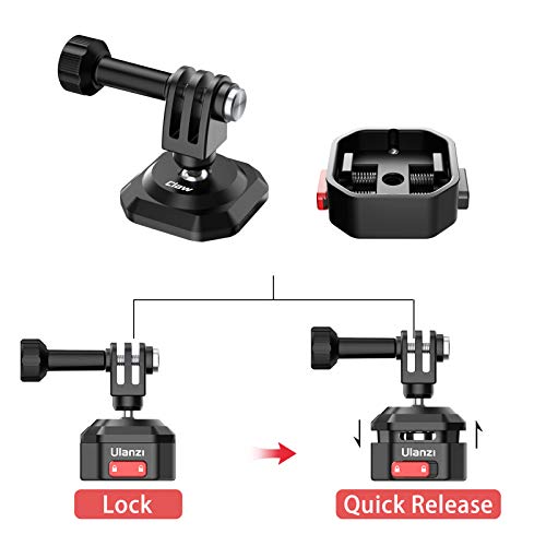 ULANZI Action Cam Quick Release Mount, Tripod Monopod Selfie Stick Handle Grip 1/4 Adapter QR Plate for Gopro Hero 5 6 7 8 9 Black/Gopro Max/DJI Osmo Action/Insta360 one Vlog Accessory