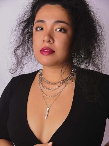 Sacina Layered Bar Necklaces, Chunky Chain Necklaces, Grunge Necklace, Emo Necklaces, Gothic Necklace, Punk Necklace, Christmas Jewelry Gift for Women4