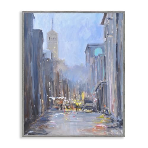 'Abstract Rainy City Reflections Tall Urban'| Framed Giclee Art