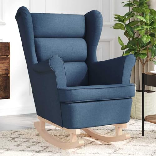 Vetnasa Silla Mecedora de Tela Azul 74x90x102 cm Mobiliario, Sillas, Sillones Azul 25,2 KG