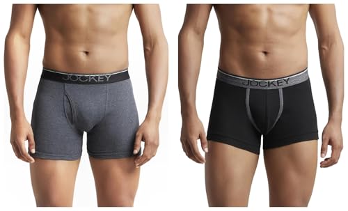 Image of Jockey 8009 Men's Super Combed Cotton Rib Solid Boxer Brief with Ultrasoft Waistband (Pack of 2)