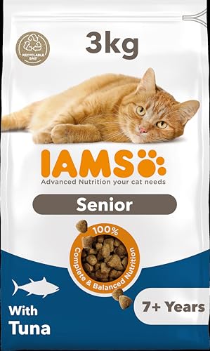 IAMS Comida Seca para Gatos Senior con atún – Alimento seco para Gatos Mayores a Partir de 7 años, 3 kg