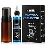 iseheri Ultra Concentrated Tattoo Cleaning 4OZ with Foaming Bottle 120ml, Tattoo Supplies for Tattoos Piercings, Clean Skin Equipment(blue)