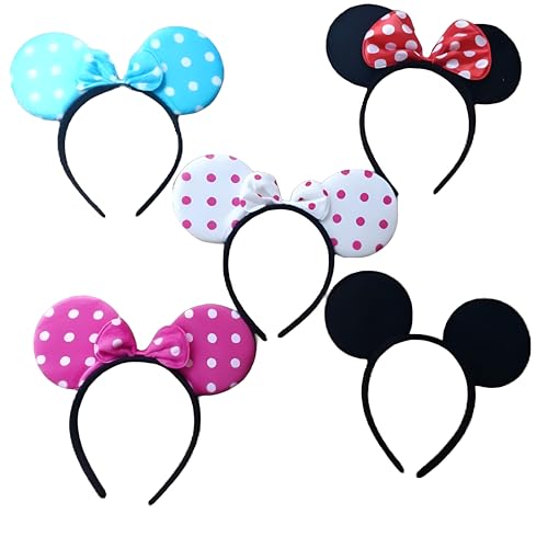 Pack de 5 Diademas orejas mickey y minnie. Fantásticos Colores surtidos aptos tanto para niñas como niños. Disfraz de diadema.