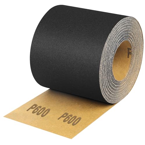 Shineboc 600 Grit Sandpaper Roll 3-2/3 Wide 11 Yard Wet Dry Silicon Carbide Longboard Sand Paper for Automotive Metal Wood SandingPolishing