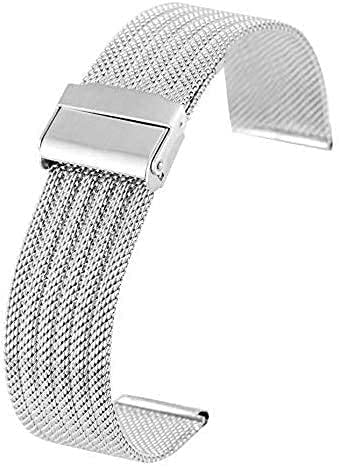 Sangle de montre en acier inoxydable argent 22mm boucle à crochet