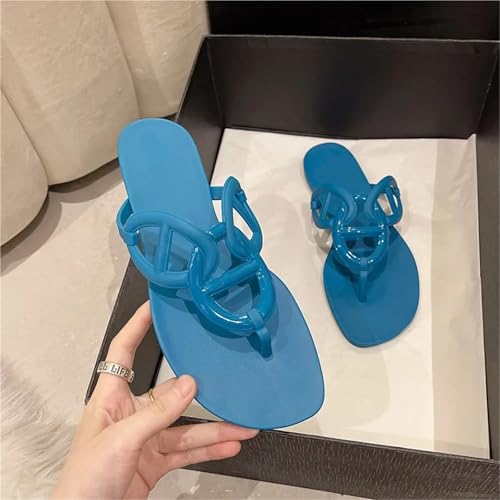 Flip Flops for Women Pig Nose Flip Flops for Women's Summer Flat Bottomed Casual Chain Cool Slippers2