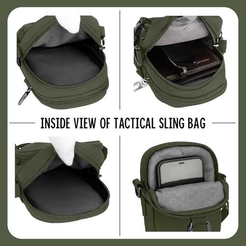 Image of CARRY TRIP Tactical Outdoor Sling Bag with Adjustable Strap, 2 Compartments, Water-Resistant Material, Keychain & Card Slots - Hiking, Camping & Travel Crossbody Bag for Men & Women