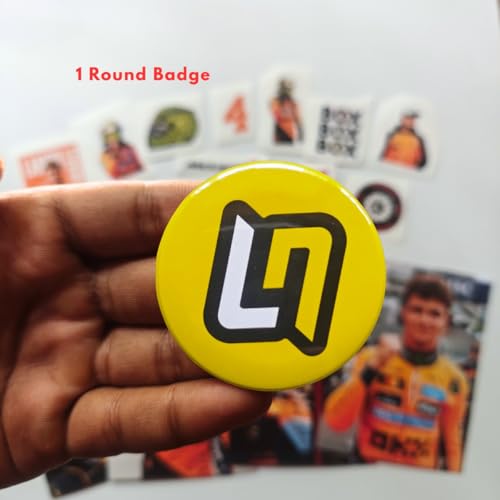 Image of TenorArts Lando Norris F1 Gift Box Merchandise for Fans - 5x7 Inches Laminated Photo Frame,1 Keychain, 1 Badge, 4 4x6 inches Posters, 10 Multi sized F1 Stickers - 5 items in 1 Box | Perfect for Gifting F1 Fans