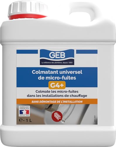 GEB Chauffage - Liquide colmatant universel de micro fuites G4+ pour colmatage des micros fuites ou fêlures pouvant apparaître après le désembouage - 1 Litre