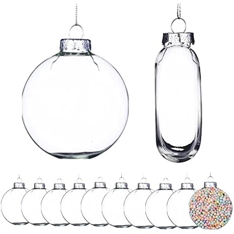 80mm(3.14Inch) Clear Glass Flat Ball Ornaments Indoor Outdoor for Christmas Tree, Patio, Wedding, Christmas, Party Decorations DIY Ornaments Clear Ornaments for Crafts(12pcs) Cover