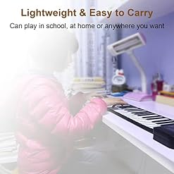 Roll Up Piano 49 Touches Flexible Éducatif Clavier Électrique Piano Haut-Parleur Intégré Et 8 Tons, Portable Silicone… – Image 5
