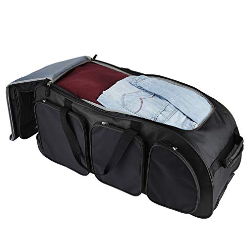 Travelers Club Xpedition 30 Inch Multi-Pocket Upright Rolling Duffel Bag, Black, 30-Inch