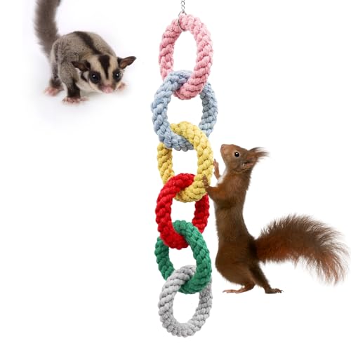 Sugar Glider Toys, Hanging Cotton Rope Ring Climbing Toy for Little Pet, Rat toys, Sugar Glider Cage...