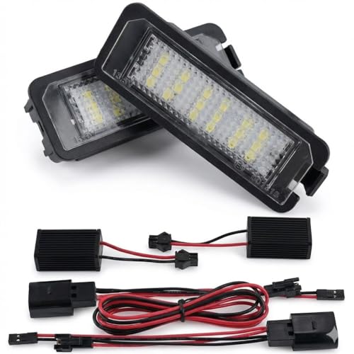 Cool grid LED License Plate Light Assembly for V-W Golf GTI MK4 MK5 MK6 MK7,Passat CC,Beetle, Polo,EOS,6000K White Error Free Tag Lamp Replacement,2-Pack