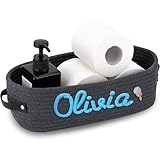 Personalisierter Baumwollseilkorb Mit Individuellem Namen, Handgewebte Aufbewahrungsbox, Geeignet Als Geschenk, Mit Ledergriffen Und Ovaler Form For Den Vielseitigen Einsatz Im Wohnzimmer(Dark grey)