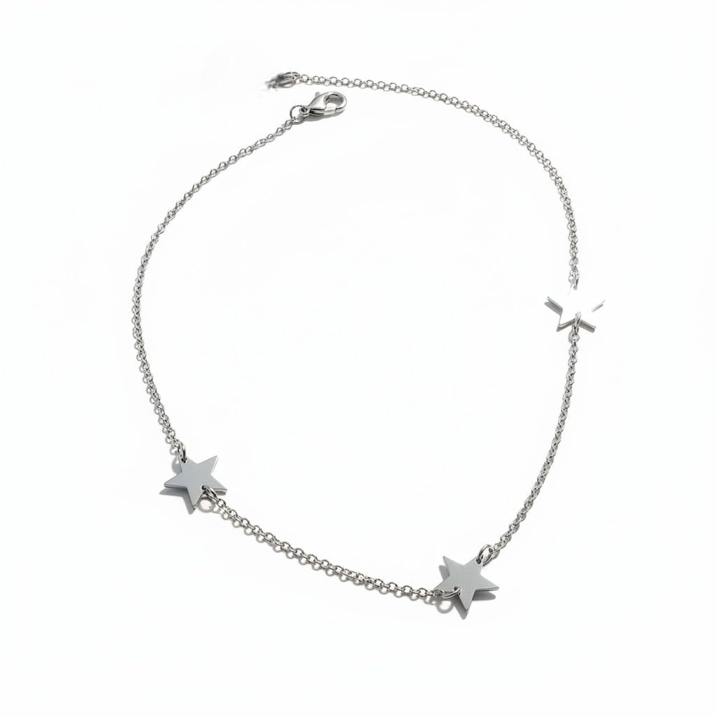 De Santis Gioielleri Collana Donna Tre Stelle Argento 925 Rodiato | Catenina con Ciondoli Stelline Lucide | Gioiello Minimal Chic per Layering, Anallergico, Idea Regalo Ragazza