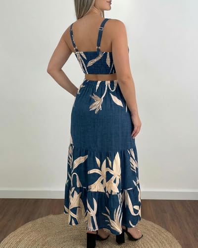 Image of CHICME Summer Dresses for Women 2026 Sleeveless Casual Boho Maxi Dress Square Neck Cut Out Floral A Line Dress