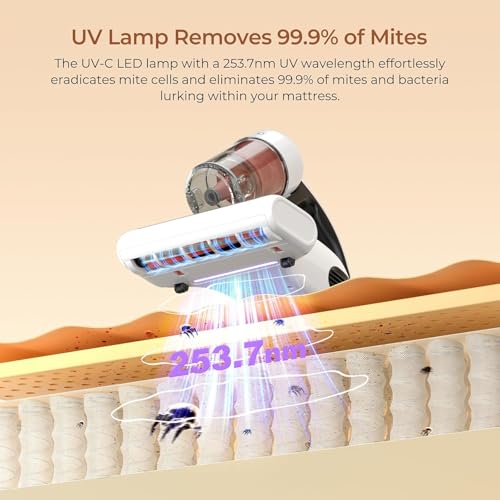 Image of JIGOO J200 Improve Sleep Mattress Vacuum Cleaner Uv Sanitizing, Deep Cleaning Bed Vacuum Non-Destructive Fabrics, 99.9% Effective Filtration for Allergy Sufferers