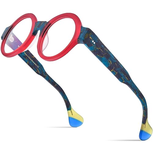 Image of HEPIDEM Multicolor Acetate Glasses Frame Women Oversize Vintage Round Eyeglasses Optical Spectacles 9271