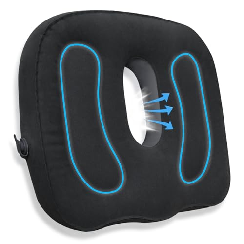 IKIJM Cojin Flotador Almorranas Hemorroides: Ortopédico Inflable Cojínes Aliviar para Dolor Rabadilla Asiento Decúbito Cóccix (Negro)