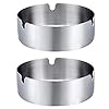 Roestvrijstalen asbak 10 cm diameter, ronde sigarenasbak windasbak voor thuis, kantoren, hotels, restaurants, binnen en buiten (2 stuks)