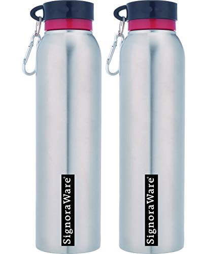 Signoraware Chill 750ml and Chill 750ml (Combo Single Walled Stainless Steel Fridge Water Bottle), 750ml+750ml…