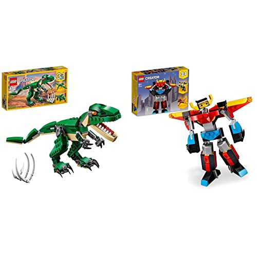 LEGO 31058 Creator Dinosaurier Spielzeug, 3in1 Modell mit T-Rex & 31124 Creator 3-in-1 Super-Mech Roboter Kinderspielzeug, Dr