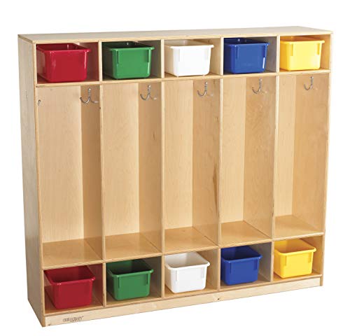 Childcraft 272044 Straight Sided Coat Locker, Wood, 53-3/4" x 13" x 48", Natural Wood Tone - Image 5