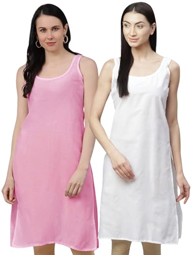 Image of Ada Womens Terivoile Cotton Suit Full Slip /Camisole (Pack of 2) A301831