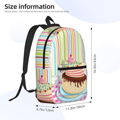 Birthday Cake Fashionable Daypack 17 Inches Zippers Backpack Double Shoulder Bag for Women Men2