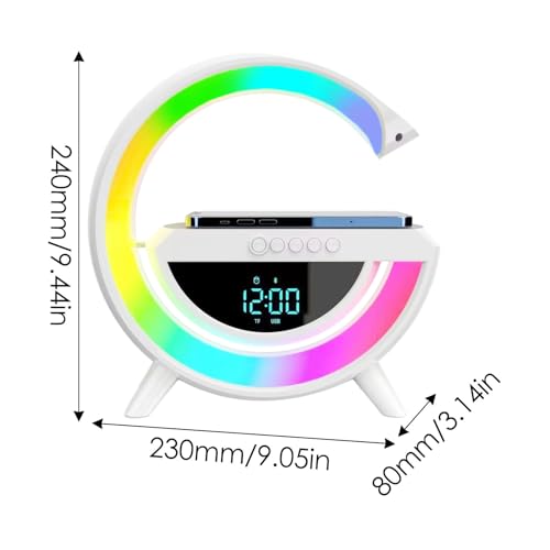Image of Lemnoi 10 Years Warranty Smart LED Digital Alarm Clock with Bluetooth Speaker, Wireless Charger, FM Radio, Dual Alarm, RGB Night Light, Modern Bedside Clock for Home, Office & Bedroom