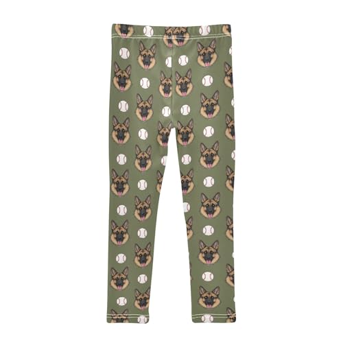 Brown Dogs Baseball Pattern Girls Leggings Soft Comfortable Athletic Leggings Dancing Pants for 4-10 Years2