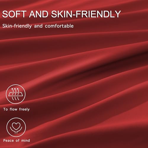 Image of Monbix Full Comforter Set - 7 Pieces Bright Red Bed in a Bag Full Size Bedding Sets with Comforters, All Seasons Comforter with Sheets, Pillowcases & Shams