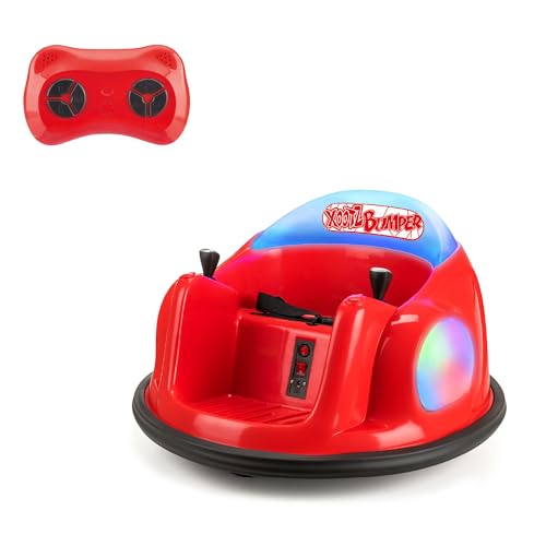 Xootz Toy Bumper Car Kids Electric Ride-on 360 Rotation Spin Two Joy Sticks Colourful LED Lights and Remote Control Red Ages 18 Months +