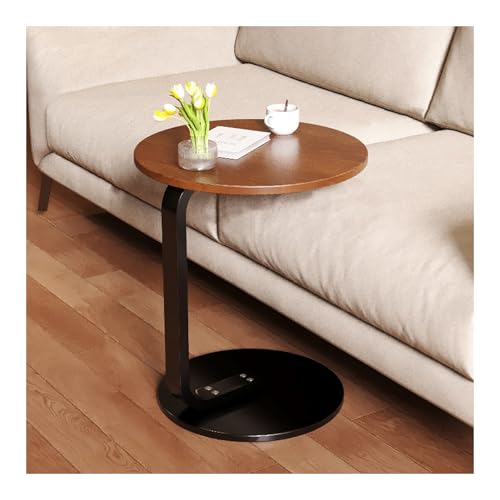 Mesa auxiliar en forma de C de nogal para cenar o trabajar en el sofa 2