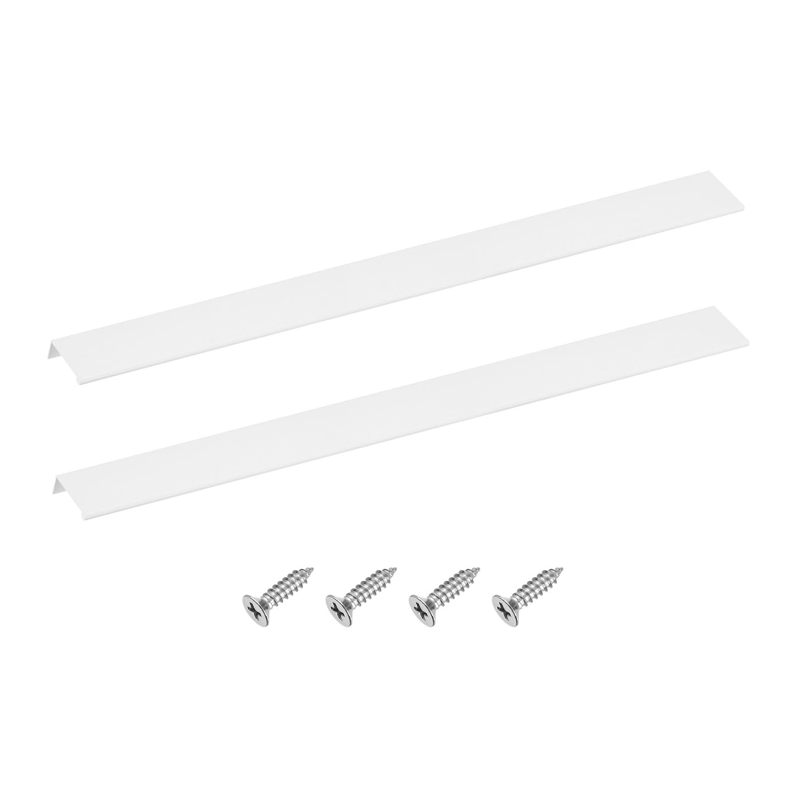 sourcing map Cabinet Finger Edge Pull, 2pcs 600mm / 23.62" Aluminum Alloy Back Mount Hidden Drawer Edge Handles, Modern Concealed Tab Pulls for Home Kitchen Furniture, White