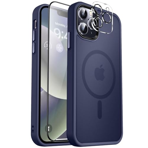 Image of MOCCA Magnetic Shockproof for iPhone 12 Pro Max Case,Deep Blue | 10ft Drop | Compatible with MagSafe | w / Screen & Lens Protectors | Anti-Slip Matte | Raised Camera & Screen Lip | Ultra-Slim
