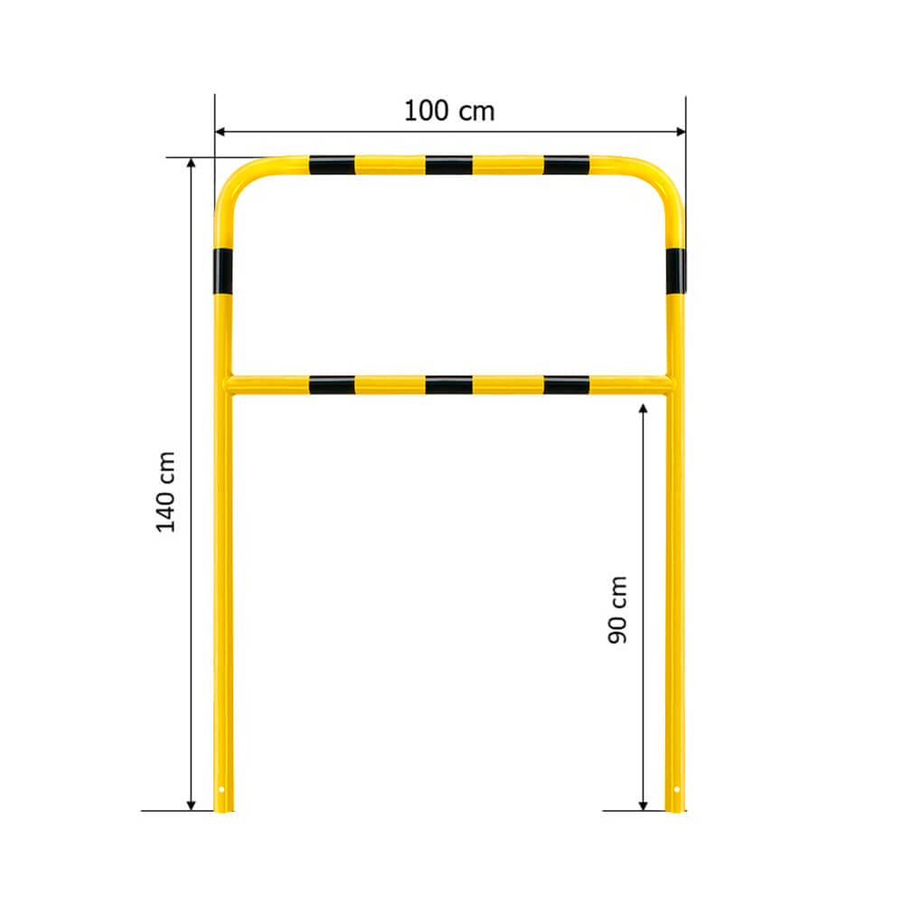 ROBUSTO Wegesperre, gelb/schwarz, einbetonieren, Stahl, Ø 4,2 cm, 100 x 140 cm, Art.-Nr. 607147 | Anlehnbügel | Fahrradanlehnbügel | Fahrradbügel