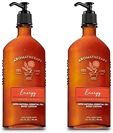 Bath & Body Works Aromatherapy Energy - Orange + Ginger Body Lotion, 6.5 Fl Oz, 2-Pack
