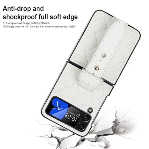 Étui de téléphone antichoc Samsung Z Flip 5 coque cuir dragonne blanche Galaxy Z Flip 3 - 7