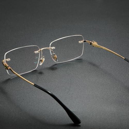 Image of Pure Titanium Rimless Glasses Frame for Men Rectangle Optical Frameless Eyeglasses Frames Lightweight Eyewear YJ2201