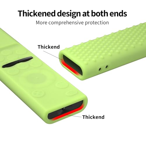 Image of OBOE Silicone TV Remote Cover for Samsung BN59-01311, Glow in Dark Green | Compatible with Samsung Smart QLED TV Remote, Full Wrap Protective Case, Remote Not Included